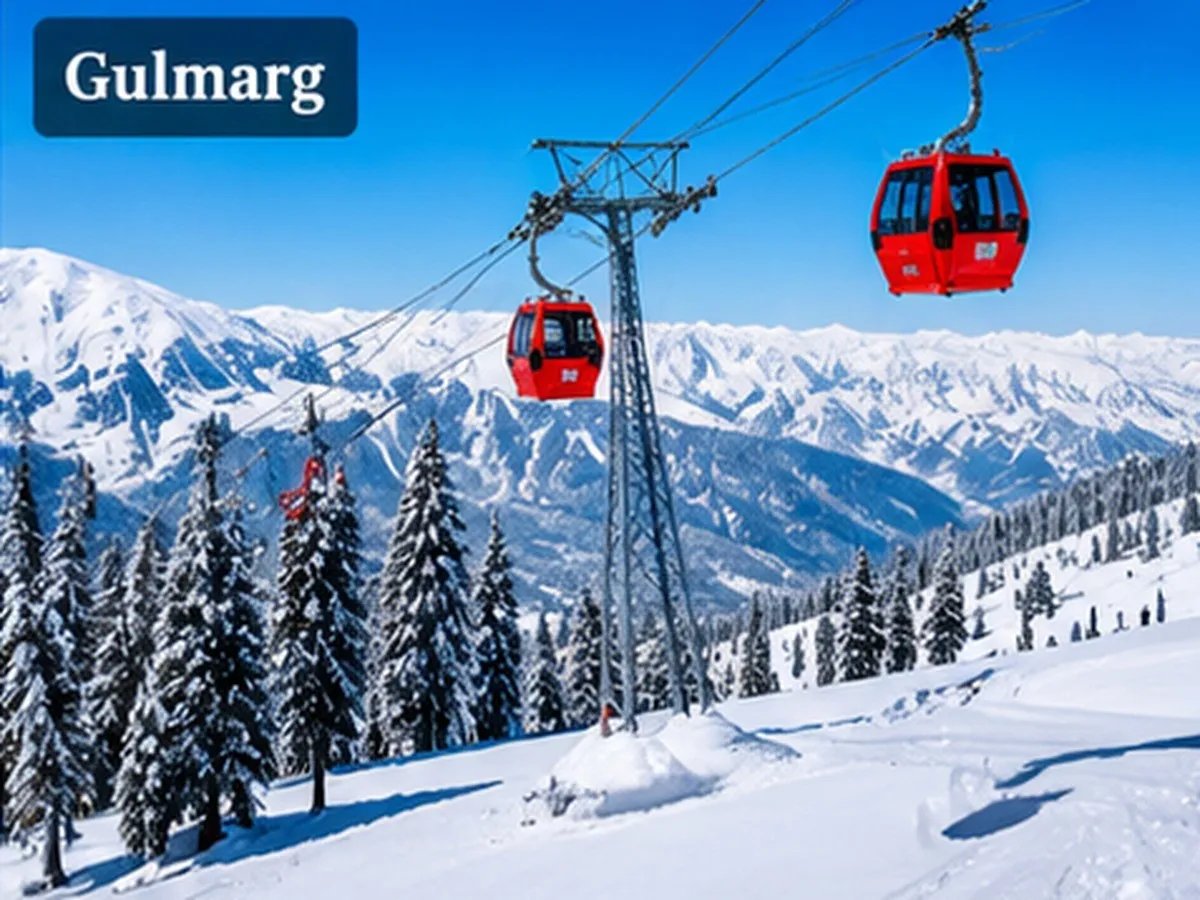 Scenic mountain landscape and green meadows in Gulmarg, Kashmir