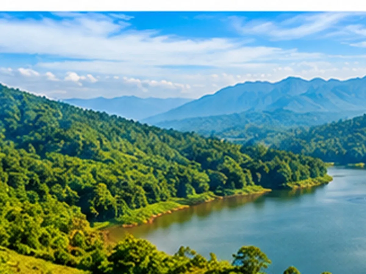 Lush green hills and forest-covered mountains in Wayanad, Kerala