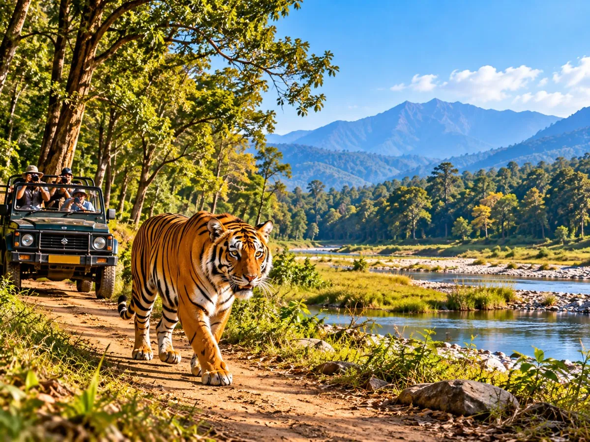 Dense forest landscape and natural wildlife habitat in Jim Corbett National Park, Uttarakhand.