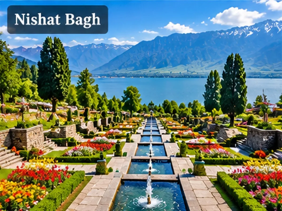 Terraced Mughal garden with Dal Lake views at Nishat Bagh, Srinagar