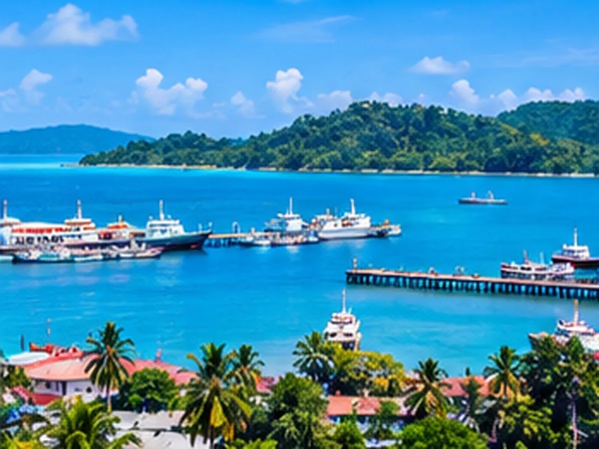 Coastal scenery and harbour views in Port Blair, Andaman Islands.