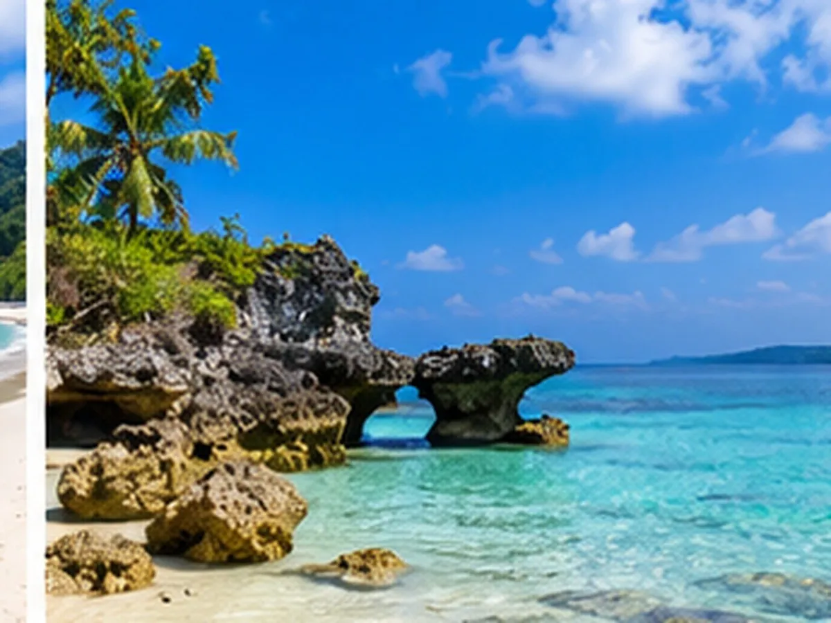 Scenic tropical coastline and clear blue sea at Neil Island, Andaman.