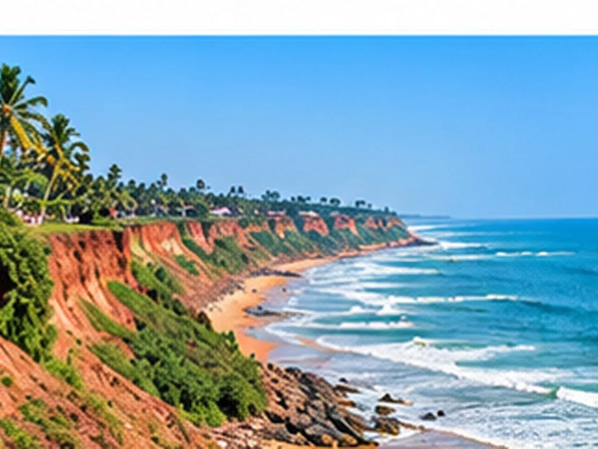 Scenic coastal cliffs overlooking the Arabian Sea at Varkala Beach, Kerala