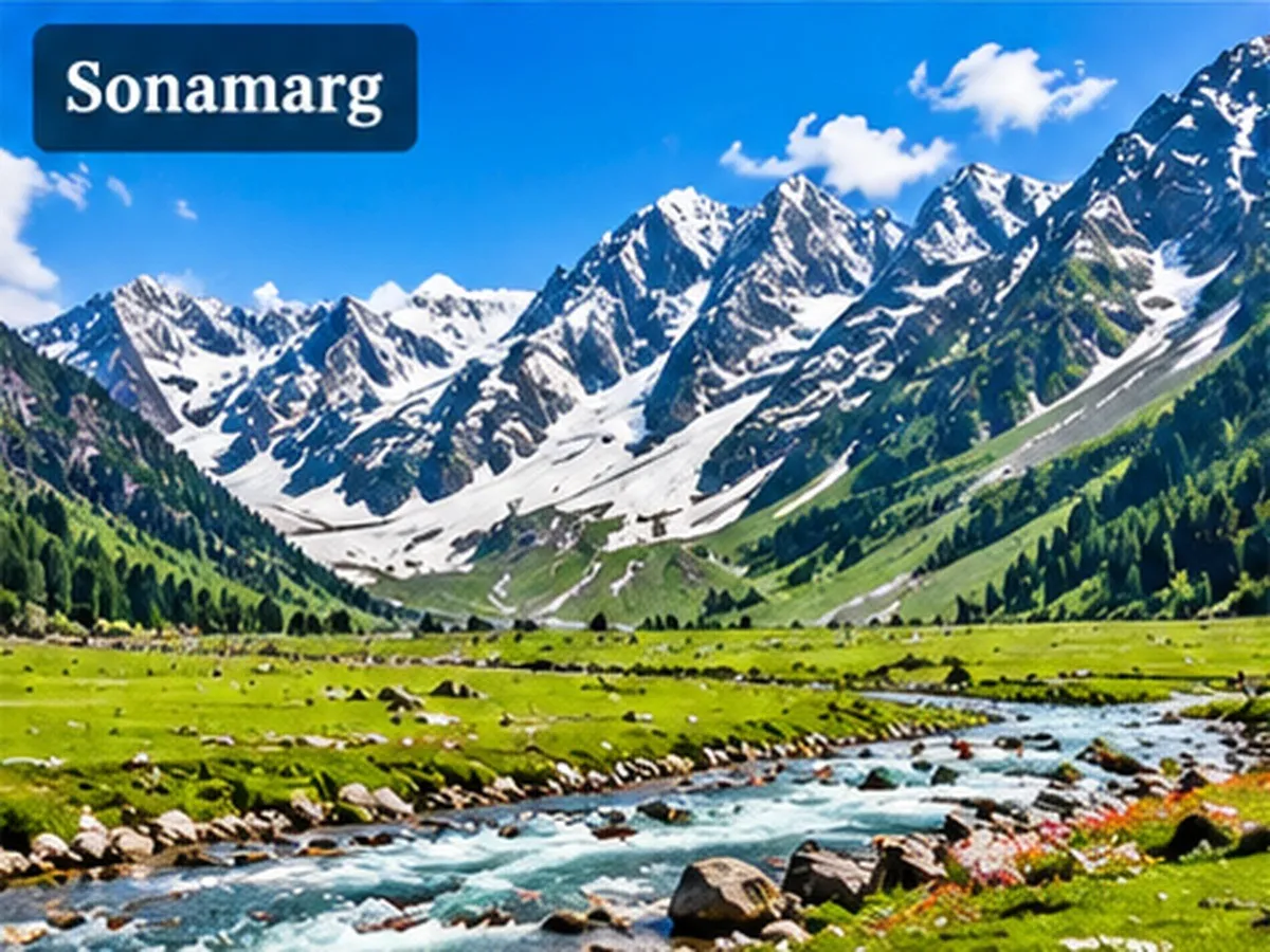 Snow-capped Himalayan mountains and scenic meadows in Sonamarg, Kashmir