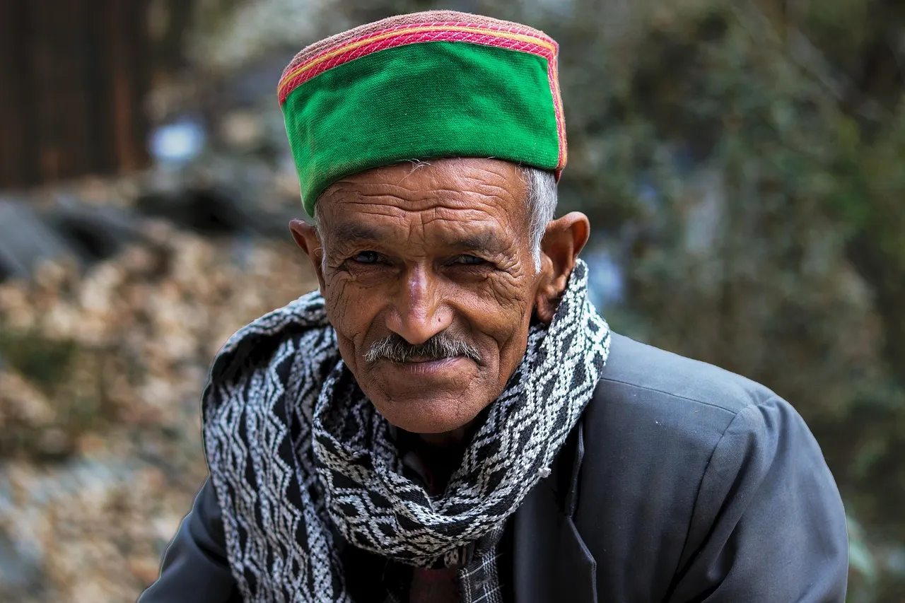 Man, hillside, india, himachal pradesh